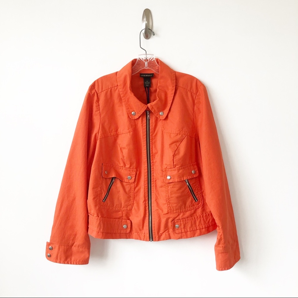 Lane Bryant Orange Jacket 22 Zip Front Motorcycle